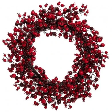 RED WREATH WITH BERRIES 50CM