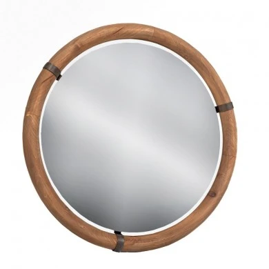 DECO ROUND MIRROR WITH WOODEN FRAME 65X4X65CM