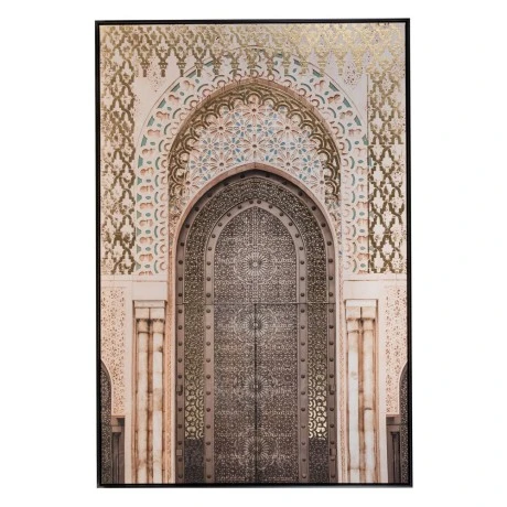 THE ORIENTAL DOOR OIL PAINTING 80Χ120CM WITH BLACK FRAME ON PRINTED CANVAS