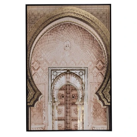THE ORIENTAL GATE OIL PAINTING 80Χ120CM WITH BLACK FRAME ON PRINTED CANVAS