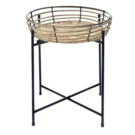 WICKER TABLE TRAY WITH METAL BLACK LEGS D38X45CM