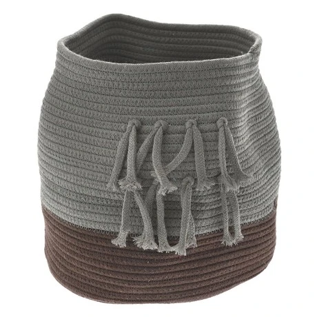 COTTON GREY BROWN BASKET D24x26CM