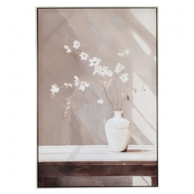 VASE OIL PAINTING 60X90CM WITH CHAMPAGNE FRAME ON PRINTED CANVAS