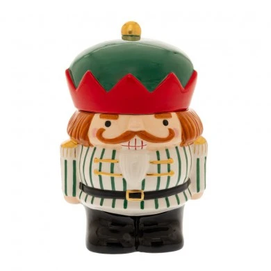 XMAS LIGHT GREEN WITH STRIPES CERAMIC COOKIE JAR NUTCRACKER 19X17X29CM