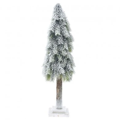 PLASTIC CONE TREE ON MDF BASE 60CM WITH SNOW FINISH