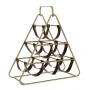 GOLD METAL WIINE RACK WITH 6 LEATHER CASES 45X18X43CM