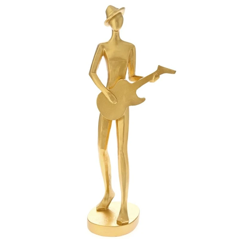 DECO GOLD POLYRESIN MAN PLAYING GUITAR 16X14X40CM