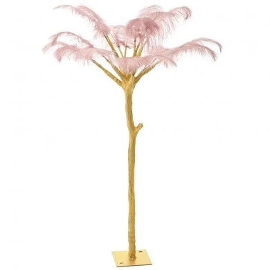 GOLDEN TREE WITH PINK FEATHERS 190CM