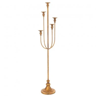 GOLD ALUMINIUM 5 ARM CANDLELABRA 25Χ25X110CM