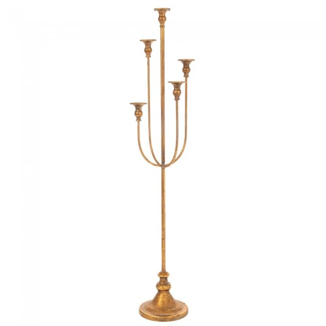 GOLD ALUMINIUM 5 ARM CANDLELABRA 25Χ25X110CM