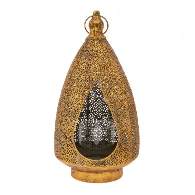 GOLD METAL CANDLE HOLDER WITH GLASS D20X42,5CM