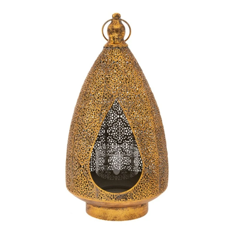 GOLD METAL CANDLE HOLDER WITH GLASS D20X42,5CM