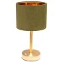 GOLD METAL TABLE LAMP WITH OLIVE FABRIC SHADE D15X30CM USB