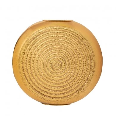 DECO GOLD METAL ROUND RELIEF VASE 63X17X58,5CM