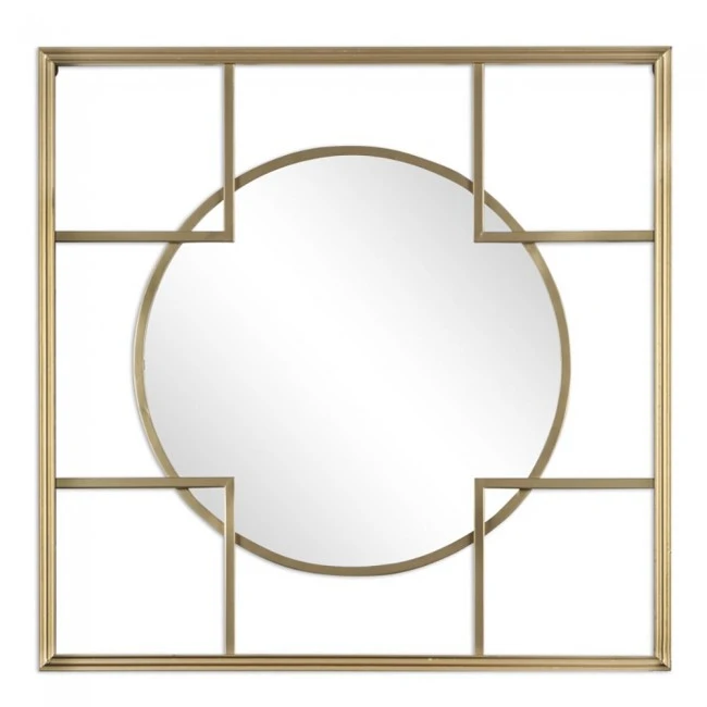 GOLD METAL SQUARE MIRROR 60X60X2CM