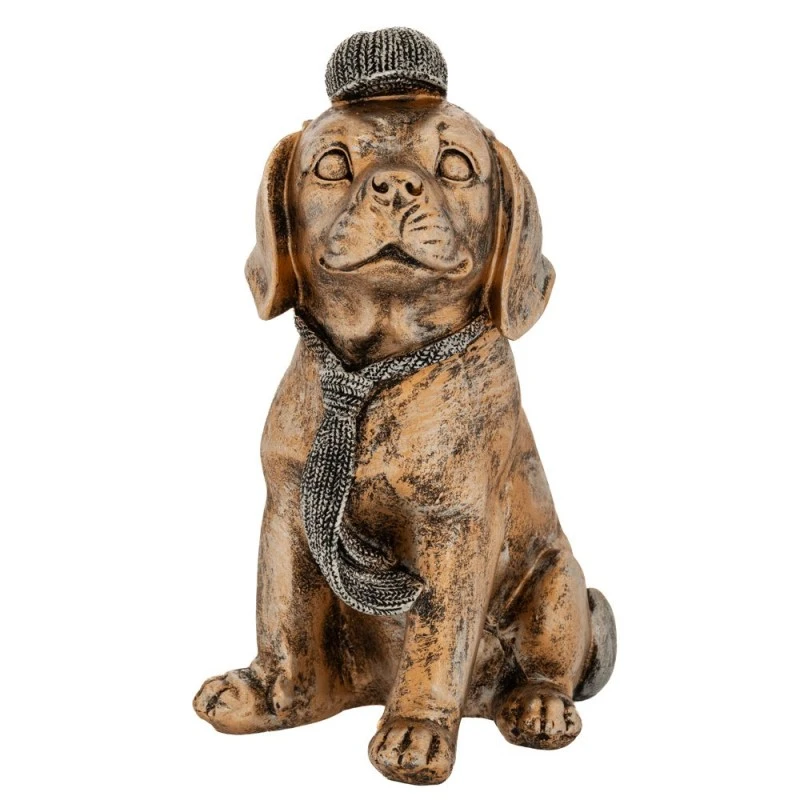 DECO POLYRESIN SITTING DOG 15X21X23CM