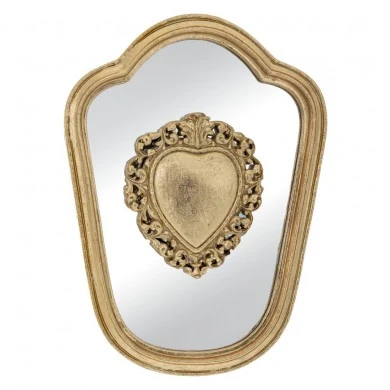 DECO GOLD POLYRESIN WALL MIRROR WITH HEART DESIGN 19X2X26CM