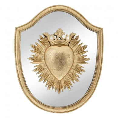 DECO GOLD POLYRESIN WALL MIRROR WITH HEART DESIGN 25X3X30CM