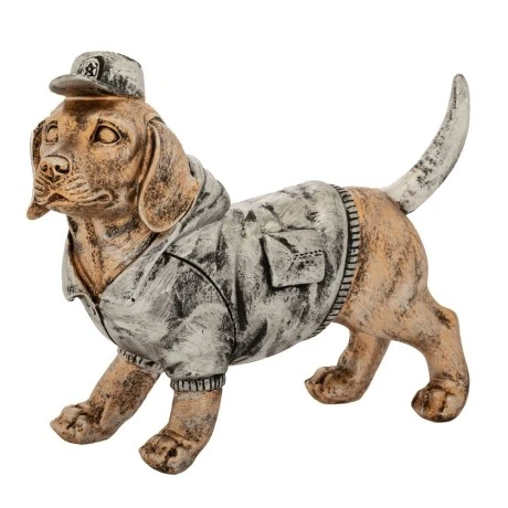 DECO GOLD POLYRESIN DOG WITH HAT 25X9X19CM