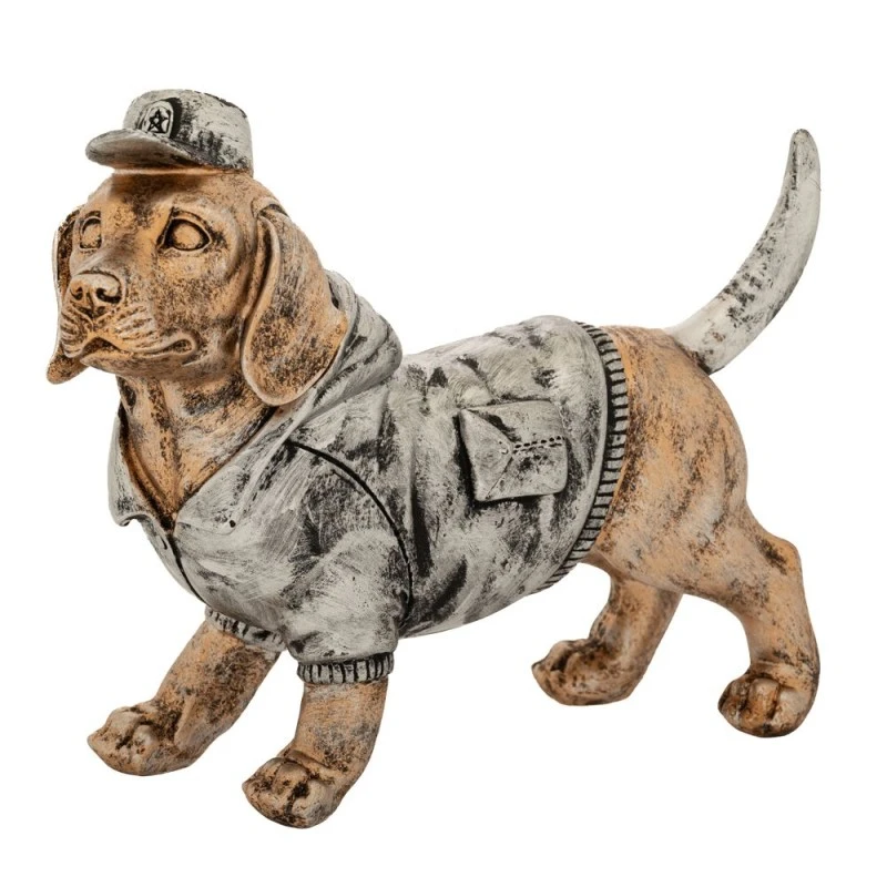 DECO GOLD POLYRESIN DOG WITH HAT 25X9X19CM
