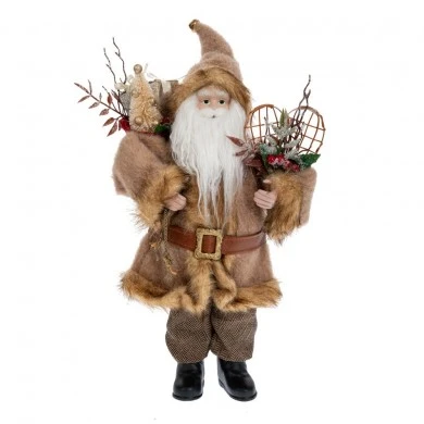 XMAS GOLD FABRIC SANTA 45CM