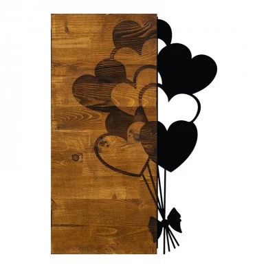 Wall deco Hearby pakoworld pine wood in natural color and black metal 39x3x58cm