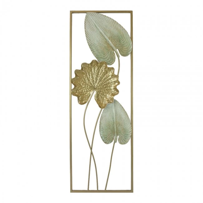 Wall decoration Tropana II Inart metal in gold and white shade 31x2.5x90.2cm