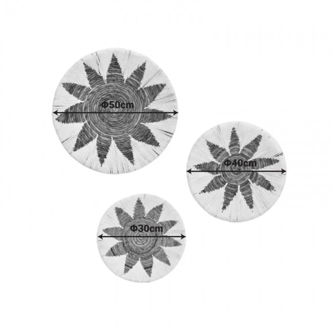 Wall decorative Circy Inart wicker set of 3 pieces in black-beige color