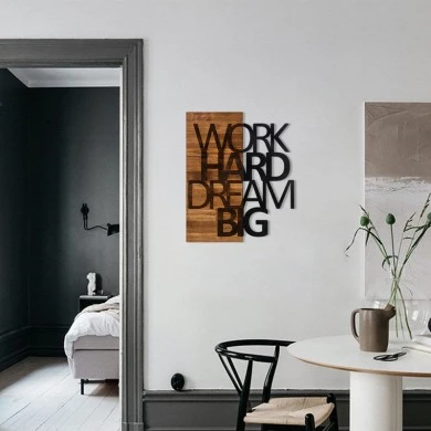 Wall deco Deseze pakoworld pine wood in natural color and black metal 48x3x58cm