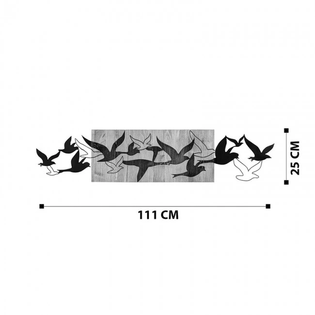 Wall deco Excore pakoworld pine wood in natural color and black metal 111x3x25cm