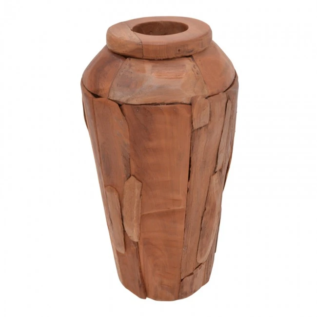 Decorative vase Archean pakoworld teak wood in natural color D30x80cm