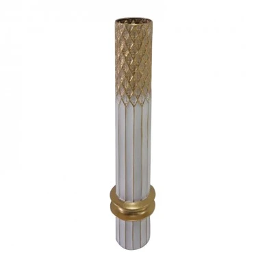 Bruna Inart decorative vase metal in gold and white shade D15.2x76.5cm