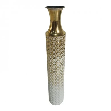 Decorative vase Monac Inart metal in gold and white shade D14.6x87.6cm