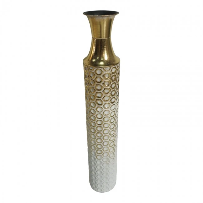Decorative vase Monac Inart metal in gold and white shade D14.6x87.6cm