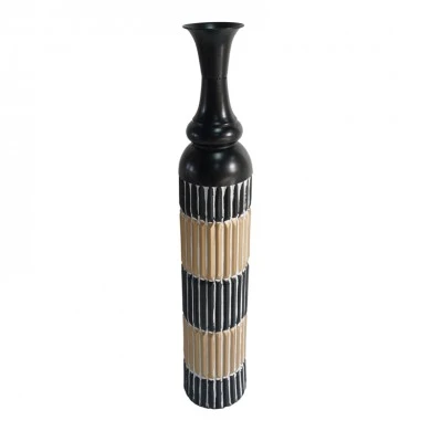 Decorative vase Thund Inart metal in black and natural shade D15.9x88.9cm