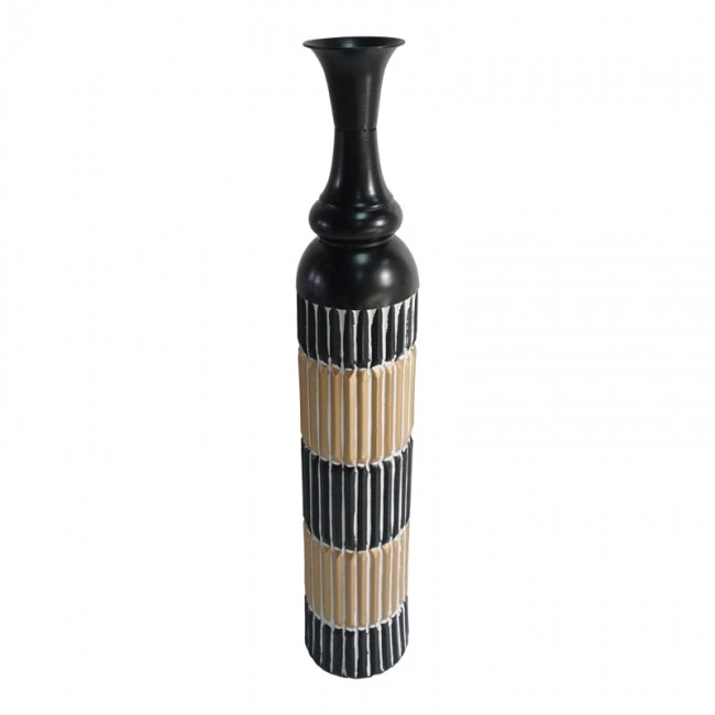 Decorative vase Thund Inart metal in black and natural shade D15.9x88.9cm