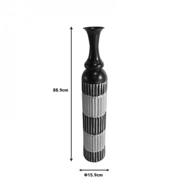 Decorative vase Thund Inart metal in black and natural shade D15.9x88.9cm