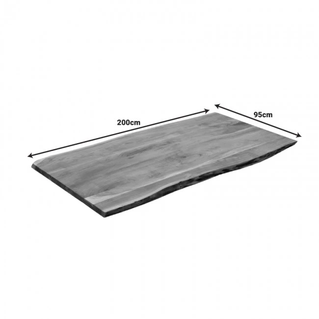 Table top Emilio pakoworld solid acacia wood in natural shade 200x95x3.6cm