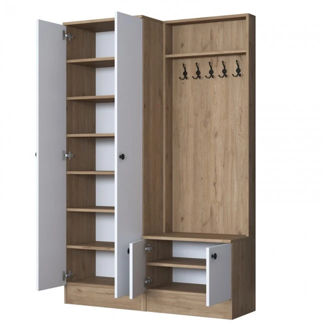 Entrance furniture Nafdo pakoworld walnut-white melamine 119.6x35.5x182.8cm