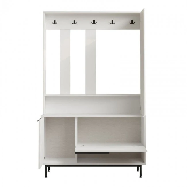 Entrance unit Zerbie pakoworld melamine white-black 112x35.5x178cm