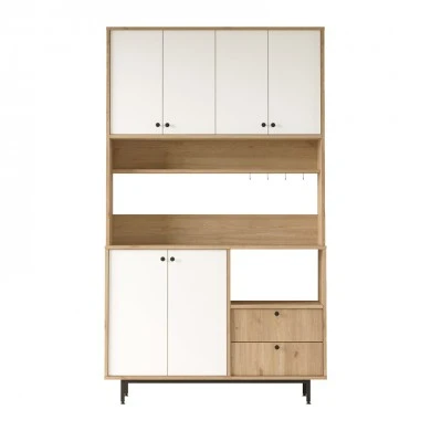 Kitchen cabinets Kaylor pakoworld black metal and natural-white melamine 120x35.5x205cm