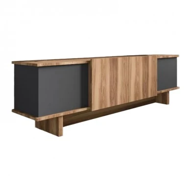 Zafore pakoworld TV cabinet in anthracite-oak shade 180x33x50cm