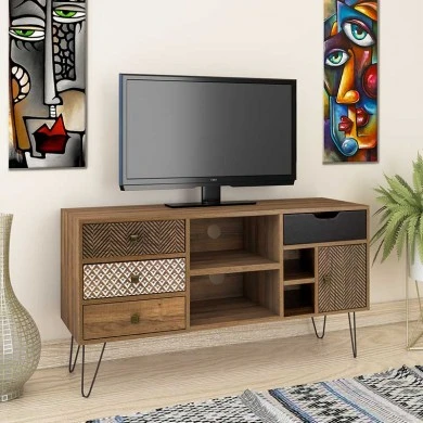 Tv unit Boho pakoworld in walnut color 120x39x64cm