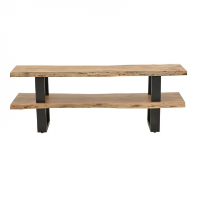 Fuji pakoworld TV cabinet, solid acacia wood in a natural shade with black metal legs 140x40x52cm