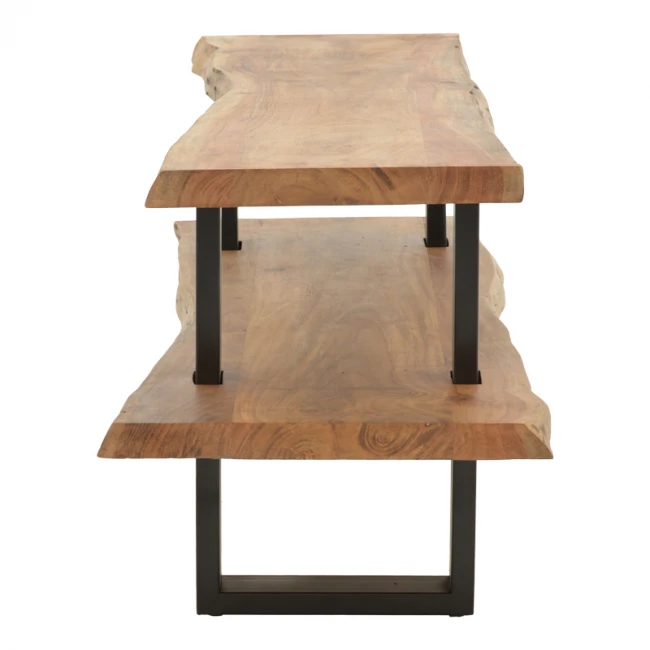 Fuji pakoworld TV cabinet, solid acacia wood in a natural shade with black metal legs 140x40x52cm