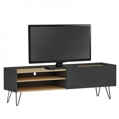 Tv stand Veronica pakoworld in dark grey-natural 120x33x49,5cm