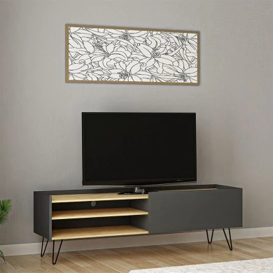 Tv stand Veronica pakoworld in dark grey-natural 120x33x49,5cm