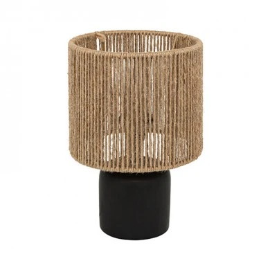 Table lamp Leyda pakoworld ceramic in black-natural color D16x24cm