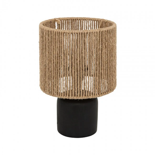 Table lamp Leyda pakoworld ceramic in black-natural color D16x24cm