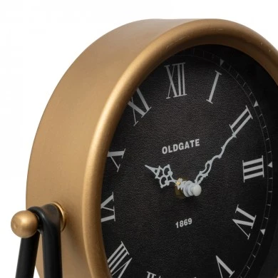 Table clock Clocky pakoworld black-golden metal-mdf 26.5x7x26.5cm
